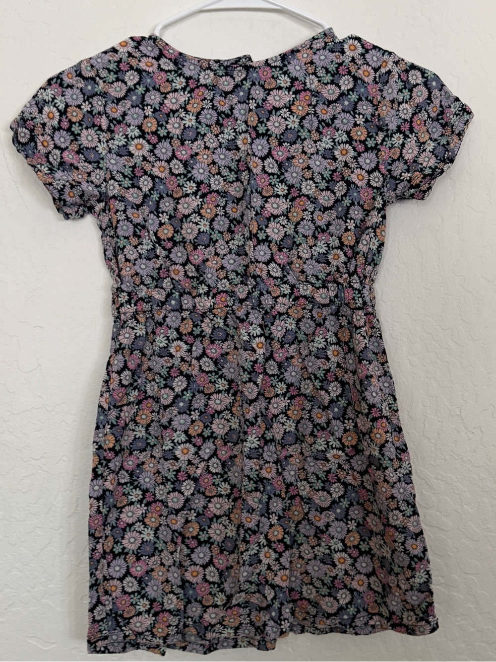 H&M Navy Floral Short Sleeve Dress with Pink & Yellow Accents